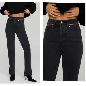 Good American Black good boy ripped high waist split jeans 29